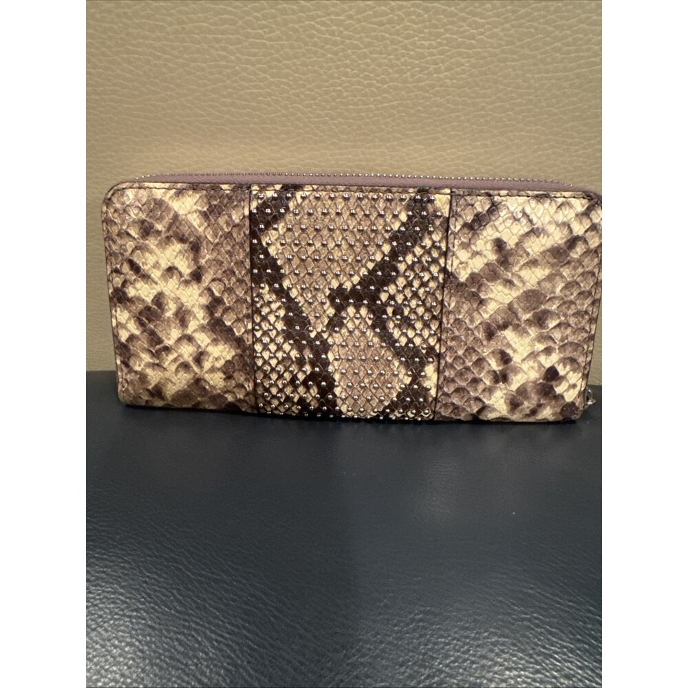 Michael Kors Snakeskin Embossed Studded Leather Wallet - Picture 4 of 8